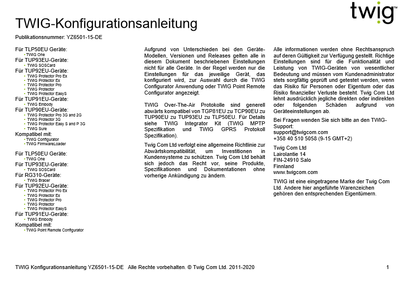 TWIG Konfigurationsanleitung YZ6501-DE