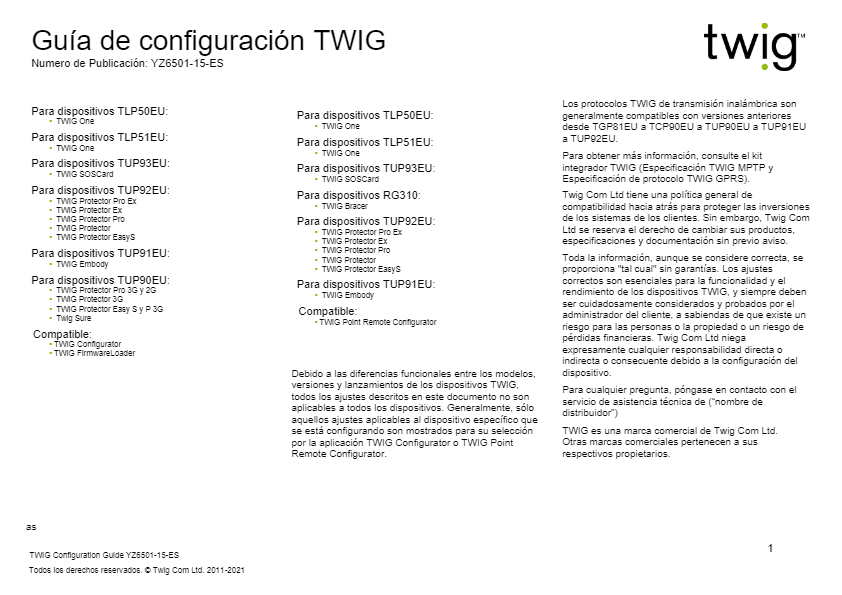 TWIG Guía de Configuracion YZ6501-ES