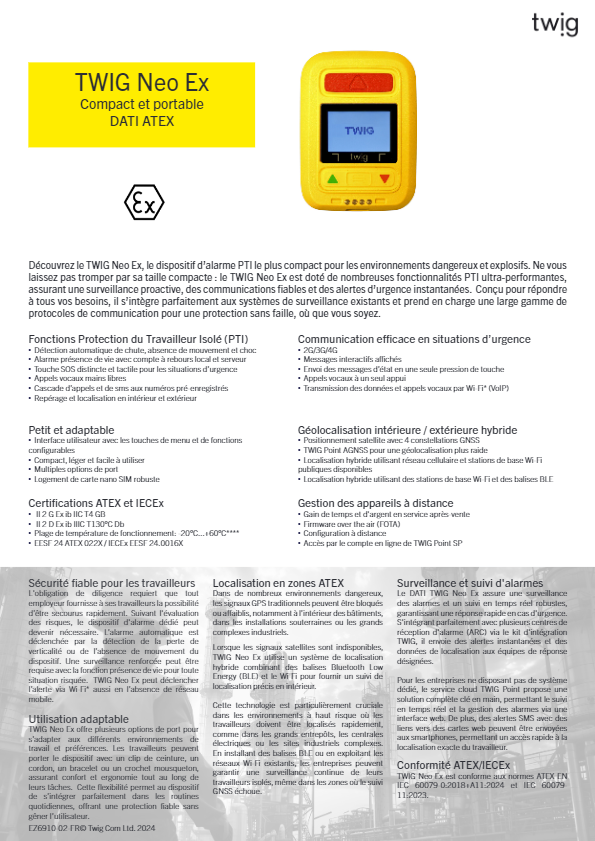 TWIG Neo Ex Fiche technique EZ6910-FR