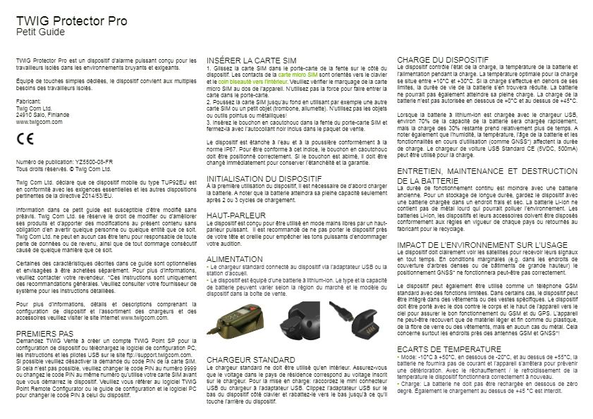 TWIG Protector Pro Guide rapide YZ5500-FR