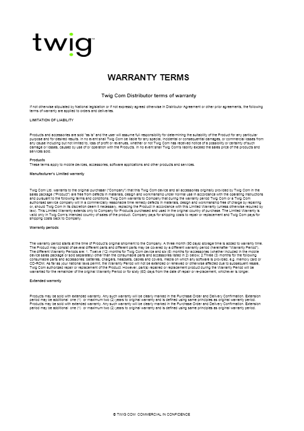 Twig Com Terms of Warranty